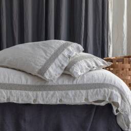 Linen Duvet Cover Set Of Duvet Cover & Pillowcases With Lace. Natural French Linen Bedding Set. Mooshop Pure Bedding - thumbnail 2