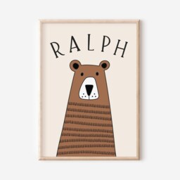 Personalised Bear Name Nursery Print, Unframed, A1/A2/A3/A4/A5, Typography Art Bold Wall Art, Kids Print - thumbnail 2