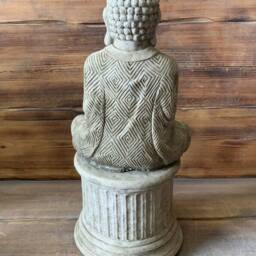 stone Garden Large Maze Robe Buddha On Plinth Natural Gift Concrete Ornament - thumbnail 3