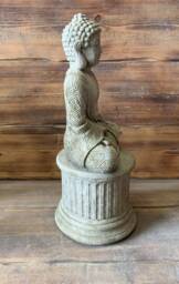 stone Garden Large Maze Robe Buddha On Plinth Natural Gift Concrete Ornament - thumbnail 2