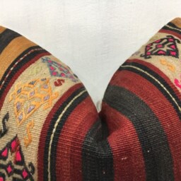 Vintage Handwoven Kilim Pillow, Bohemian Turkish Throw Pillow - 16x24 - thumbnail 2