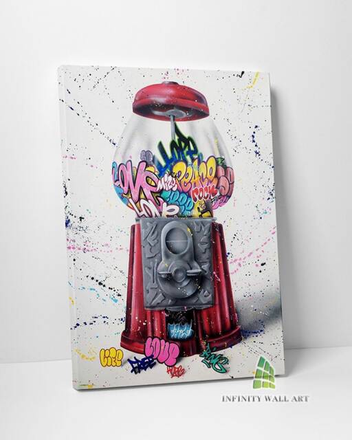 Bubblegum Gumball Graffiti Canvas Art Wall Print Picture Banksy Style Framed Home Decor -D40 - image 1