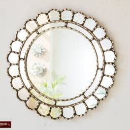 "Decorative Accent Round Mirror For Wall 17.7In ""Cuscaja Silver" - thumbnail 2