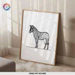 Minimalist Zebra Prints - Set Of 3 Posters - Line Drawing Decor Print Animal Wall Art Wildlife Gifts Pictures Zebras Black/White - thumbnail 3