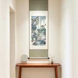 Woven Silk Brocade Wall Scroll - Snow Mountain Landscape Tapestry Art - 42x140cm - thumbnail 3
