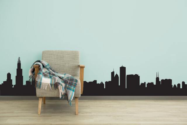 Chicago Skyline Silhouette Large Wall Decal Custom Vinyl Art Stickers - image 1