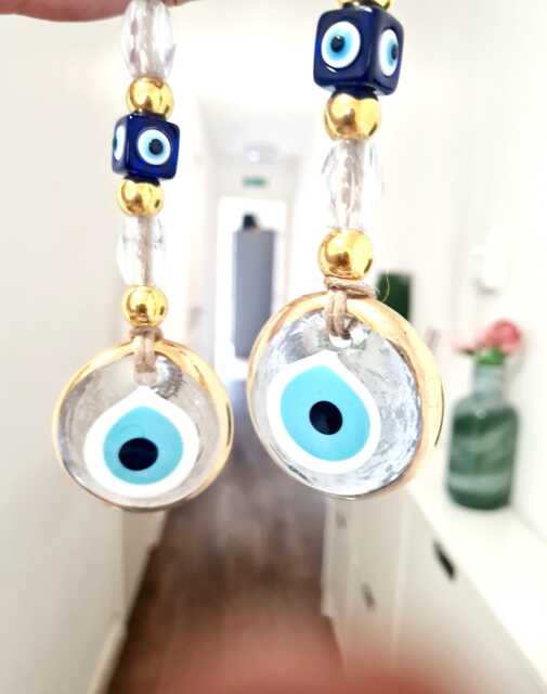 Glass Turkish Evil Eye Wall Hanging, Home Protection, Decoration, Gift For New Home, Home Decor, Amulet, Handmade Eye, Home Protection - image 1
