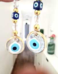 Glass Turkish Evil Eye Wall Hanging, Home Protection, Decoration, Gift For New Home, Home Decor, Amulet, Handmade Eye, Home Protection - thumbnail 1