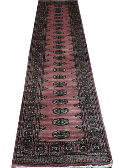 2.6x11 Pink Color Bokhara Rug - 0.80x3.30 cm Hallway Stairs Bukhara Runner Woolen Afghan - image 1