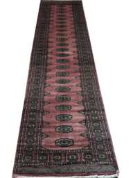 2.6x11 Pink Color Bokhara Rug - 0.80x3.30 cm Hallway Stairs Bukhara Runner Woolen Afghan - thumbnail 1