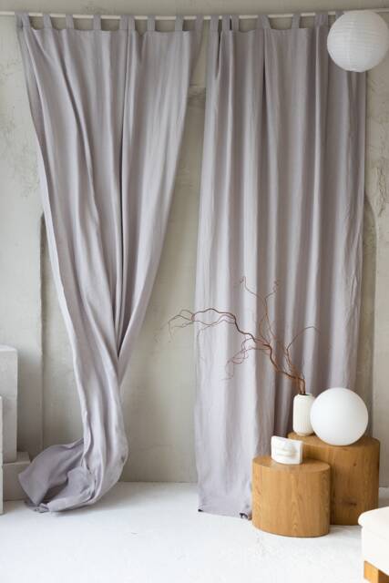 Tab Top Curtains in Silver Gray Color. 100% Natural Linen Curtain From Medium Weight Fabric. Custom Size Window Drape. Choose 47Colors - image 1