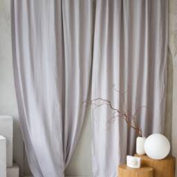 Tab Top Curtains in Silver Gray Color. 100% Natural Linen Curtain From Medium Weight Fabric. Custom Size Window Drape. Choose 47Colors - thumbnail 2