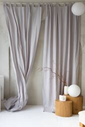 Tab Top Curtains in Silver Gray Color. 100% Natural Linen Curtain From Medium Weight Fabric. Custom Size Window Drape. Choose 47Colors - thumbnail 1