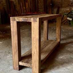 100 Year Old Oak Narrow Kitchen Island - Rustic Farmhouse Long Counter Table - thumbnail 4