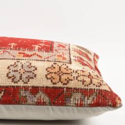 Vintage Kilim Lumbar Pillow Cover 16x24 Tribal Wool Cushion - thumbnail 4