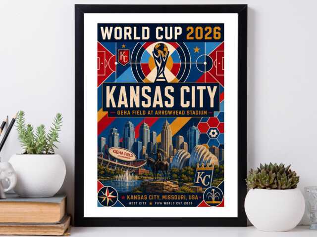 Kansas City World Cup 2026 Host - Football Print Gift Bespoke A5 A4 A3 Framed Or Unframed - image 1