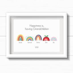 Rainbow Christmas Gift For Grandparents. Personalised Rainbows Print From Grandchildren. Present Mum, Nanny, Nain, Grandma - thumbnail 3