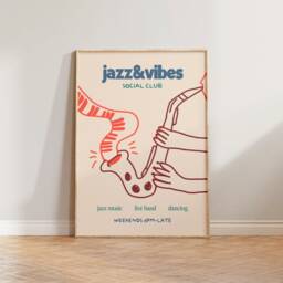 Music Print, Jazz Illustration Wall Art, Poster, Retro Hand Drawn Prints, & Vibes Social Club Aesthetic - thumbnail 2