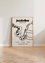 Music Print, Jazz Illustration Wall Art, Poster, Retro Hand Drawn Prints, & Vibes Social Club Aesthetic - thumbnail 1