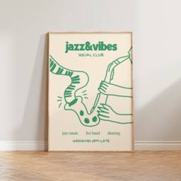 Music Print, Jazz Illustration Wall Art, Poster, Retro Hand Drawn Prints, & Vibes Social Club Aesthetic - thumbnail 3