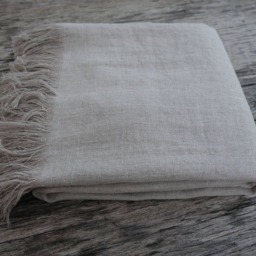 Linen Blanket, Fringed Linen Throw, Natural Flax Softened Bedspread, 260 Gsm - thumbnail 2