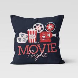 Cinema Movie Night Cushion Cover, Pillow Case, Room Decor, Popcorn Living Decoration, Home Theatre Throw Top - thumbnail 3