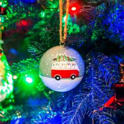Festive Campervan Papier-M??ch?? Christmas Tree Bauble Decoration - Ornament Surfing Camping Retro Lights Colourful Gift - thumbnail 2