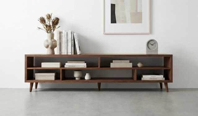 The Artisan Nook/Handmade Solid Wood Tv Stand Mid Century Custom Wooden Media Console - image 1