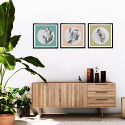 Print Set Of 3, 3 Lounge Prints, Contemporary Wall Art Set, Vintage Bird Prints For Your Home, Antique Hummingbird - thumbnail 2