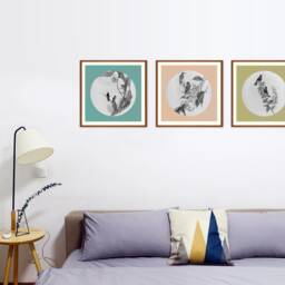 Print Set Of 3, 3 Lounge Prints, Contemporary Wall Art Set, Vintage Bird Prints For Your Home, Antique Hummingbird - thumbnail 3