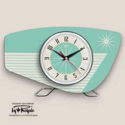 Handmade Mint Green Mantle Clock Mid-Century Atomic Starburst Design - thumbnail 4