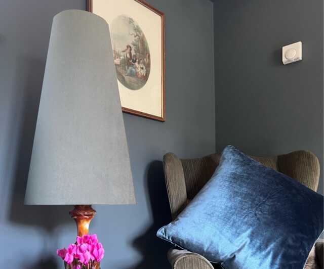 Grey Velvet Cone Lampshade, Extra Tall Design - image 1