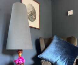 Grey Velvet Cone Lampshade, Extra Tall Design - thumbnail 1