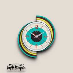 Mid-Century Modern Atomic Wall Clock Turquoise Royalexe Laminate Choice Of 12 Colours - thumbnail 1