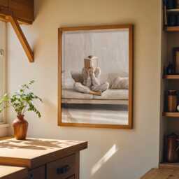 Bookish Wall Art - Woman Sat On Sofa Reading Print Book Lover Poster Botanical Scandinavian - thumbnail 3