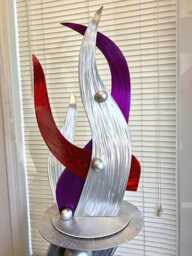 Brushed Aluminum Abstract Sculpture By Tony Viscardi - Modern Indoor Outdoor Art - thumbnail 2
