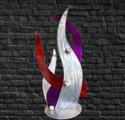 Brushed Aluminum Abstract Sculpture By Tony Viscardi - Modern Indoor Outdoor Art - thumbnail 1