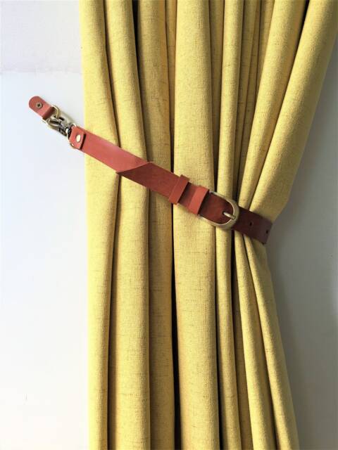 Minimalist Leather Curtain Tie-Back Elegant Window Treatment - image 1