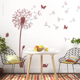Wall Sticker Dandelion Flying Seeds Butterflies Wall Living Room - Dandelion Decal Vinyl Decor W316 - thumbnail 2