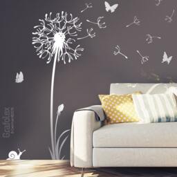 Wall Sticker Dandelion Flying Seeds Butterflies Wall Living Room - Dandelion Decal Vinyl Decor W316