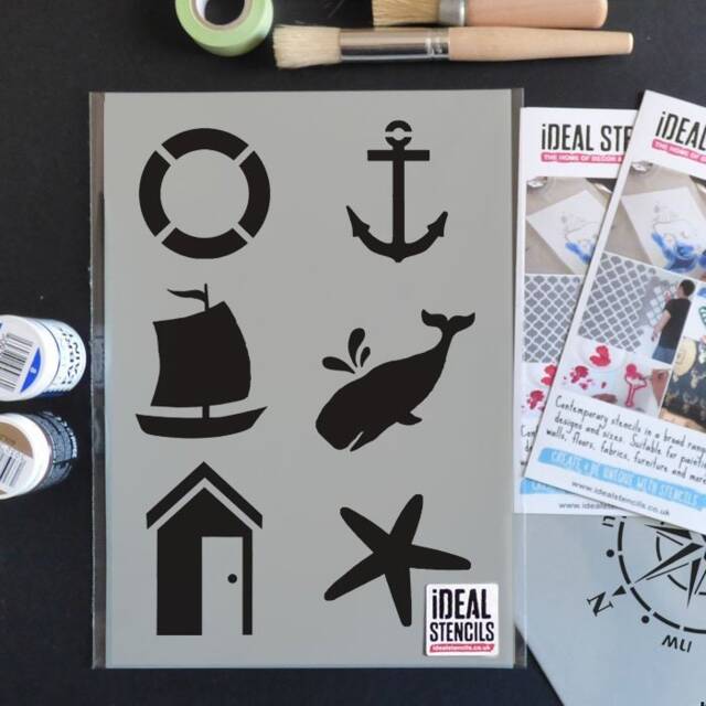 Nautical Stencil Set Coastal Home Decor, Furniture Art - image 1
