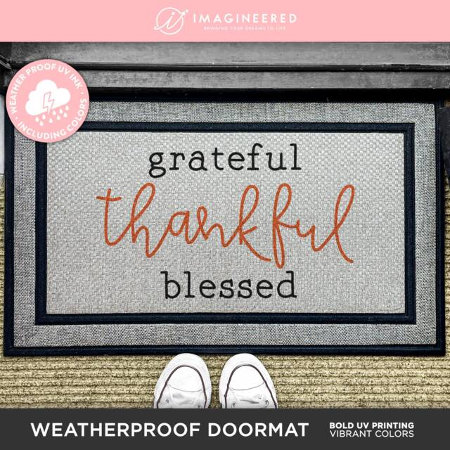 Grateful Thankful Blessed Door Mat - Thanksgiving Quote Rug Thanks Giving Washable Porch Decor Gifts For Friends Family - image 1