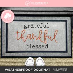 Grateful Thankful Blessed Door Mat - Thanksgiving Quote Rug Thanks Giving Washable Porch Decor Gifts For Friends Family