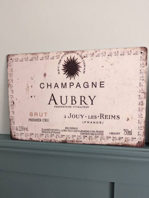 Aubry Champagne A4 Metal Sign 20x30cm Man Cave Plaque Wall Art Gift