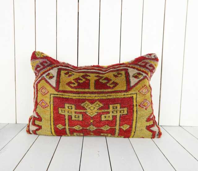 Vintage Turkish Kilim Pillow Cover Handmade Anatolian Cushion - 16x24 - image 1