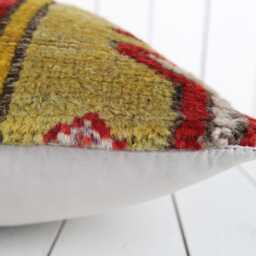 Vintage Turkish Kilim Pillow Cover Handmade Anatolian Cushion - 16x24 - thumbnail 4