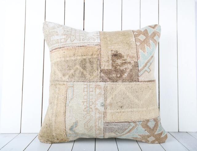 Turkish Kilim Pillow Cover 24x24 Inch Vintage Anatolian Throw - image 1