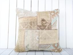 Turkish Kilim Pillow Cover 24x24 Inch Vintage Anatolian Throw - thumbnail 1