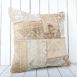 Turkish Kilim Pillow Cover 24x24 Inch Vintage Anatolian Throw - thumbnail 2