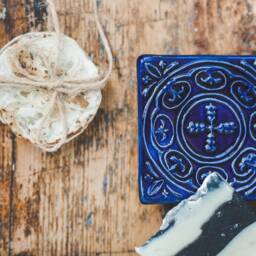 Blue Ceramic Soap Dish With Drain Handmade Pottery Key Tray - thumbnail 3